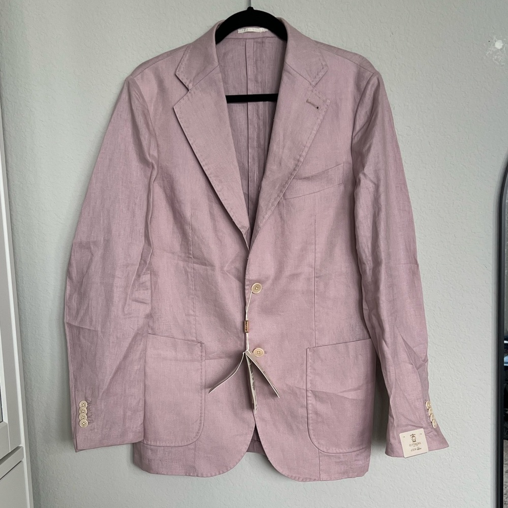 Mens Gutteridge 100% Lino Linen Blazer Suit Jacket Light Pink